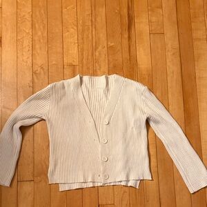 Elegant White Ribbed Cardigan